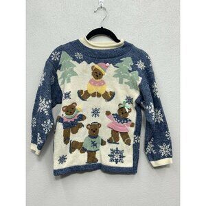Vintage Jet Set Teddy Bear 3D Sweater Kid’s Size Small 7/8 Made In USA 80’s